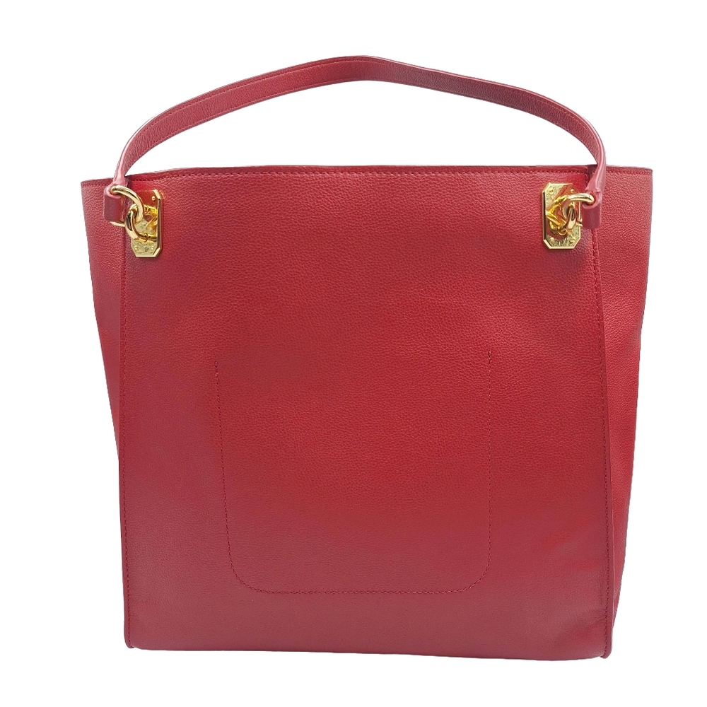 Ralph Lauren Large Red Saffiano Leather Tassel Tote - Picture 5 of 14